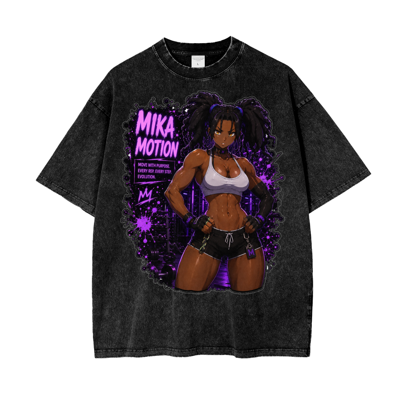 Anime Gym Bae | Mika Motion #001 Streetwear Oversized Snow Wash T-Shirt