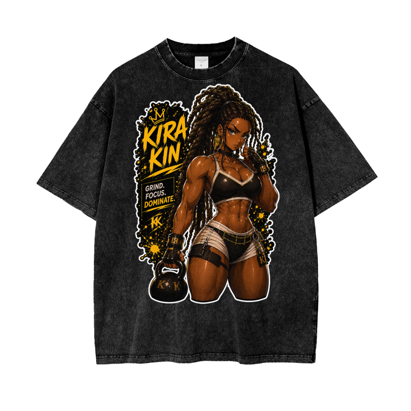 Anime Gym Bae | Kira Kin #002 Streetwear Oversized Snow Wash T-Shirt