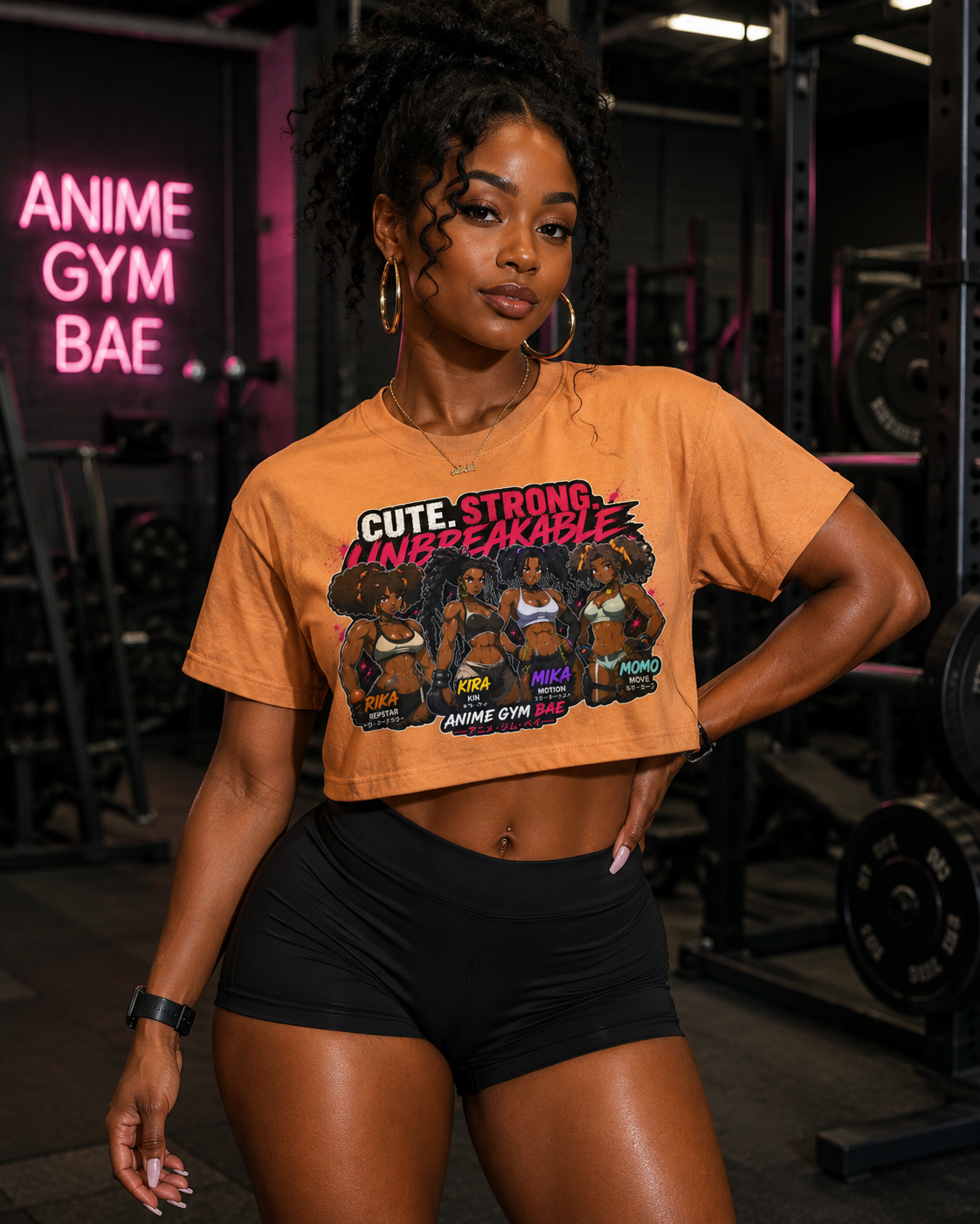 Anime Gym Bae | Cute. Strong. Unbreakable. Cropped Oversized T-Shirt