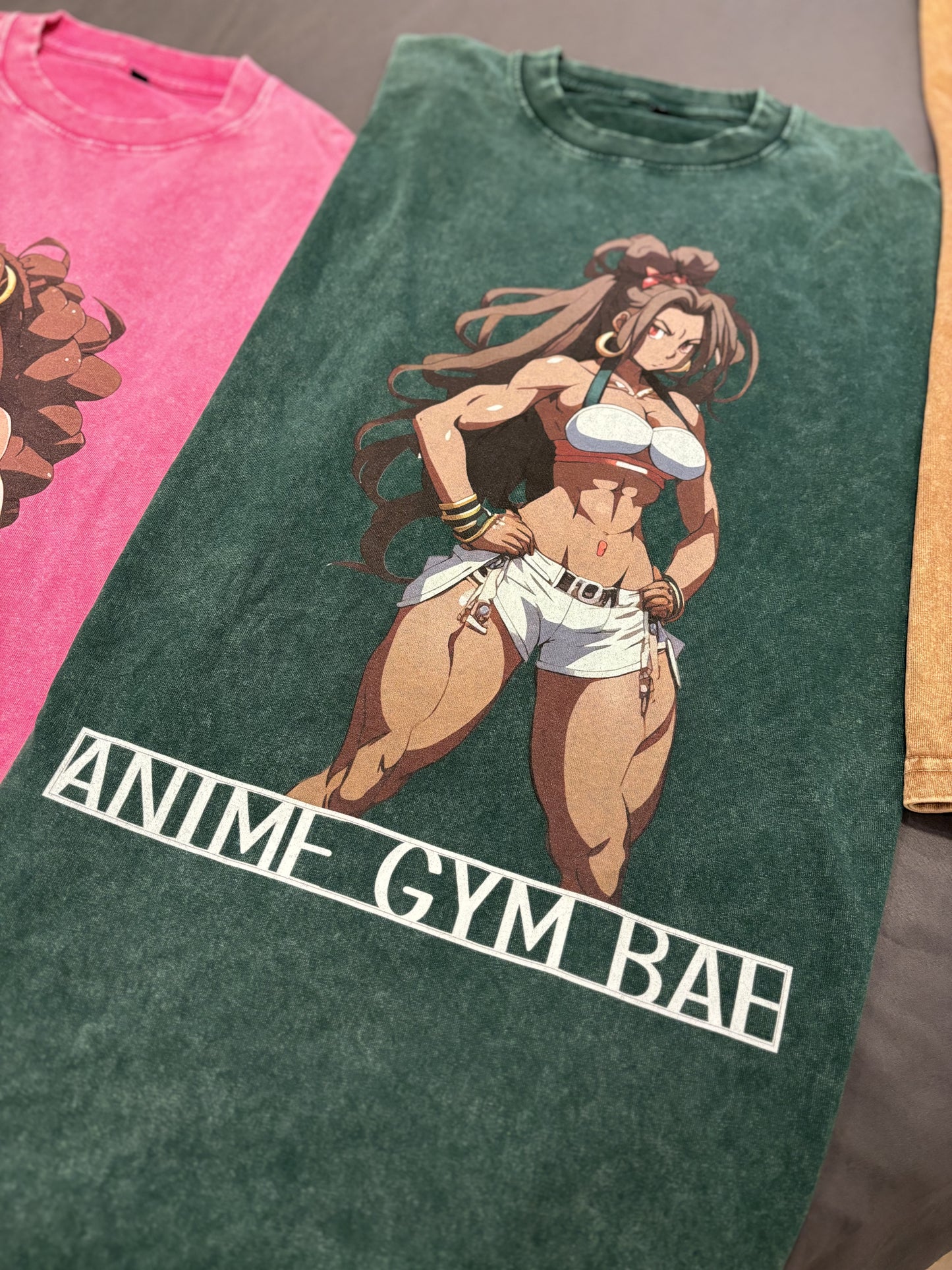 Izumi Impact ANIME GYM BAE Oversized Snow Wash T-Shirt - Workout Apparel, Gym Fashion, Anime Lover Gift, Otaku - Dark Green