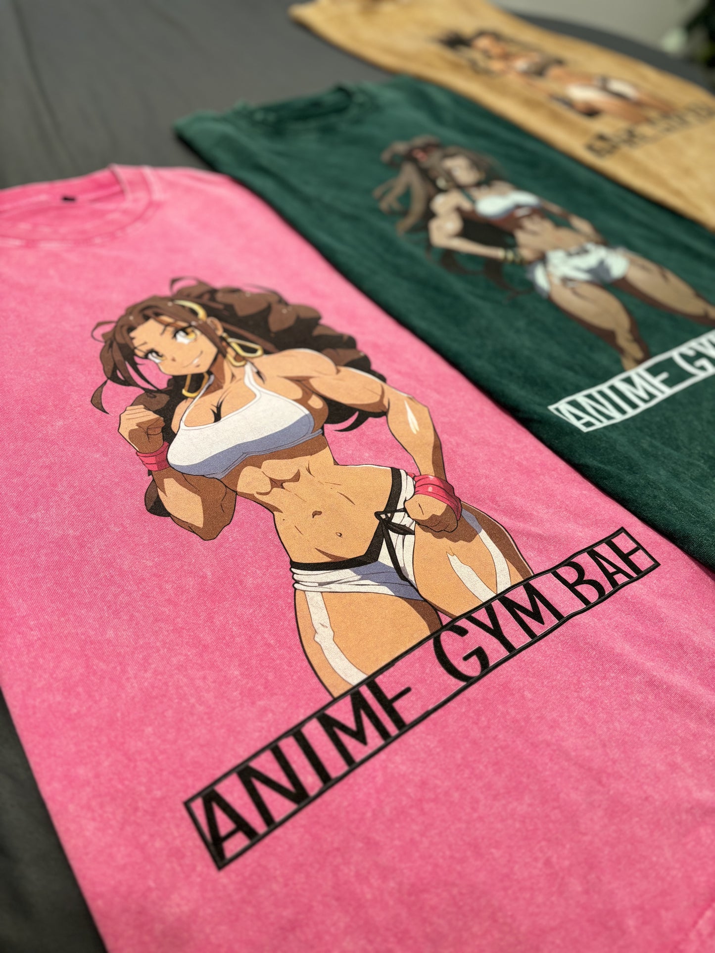 Chelsea Chisel ANIME GYM BAE Oversized Snow Wash T-Shirt - Workout Apparel, Gym Fashion, Anime Lover Gift, Otaku - Rose Red