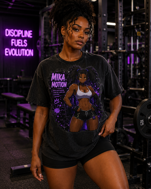 Anime Gym Bae | Mika Motion #001 Streetwear Oversized Snow Wash T-Shirt