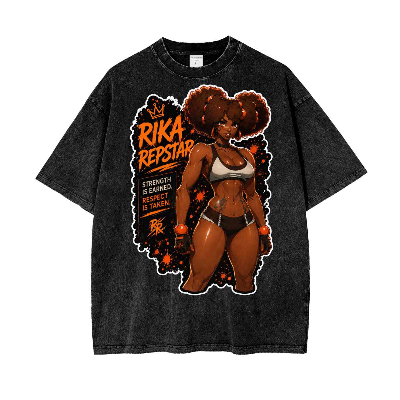 Anime Gym Bae | Rika Repstar #003 Streetwear Oversized Snow Wash T-Shirt